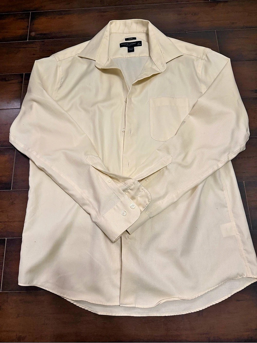 Pronto Uomo Non-Iron Slim Fit Dress Shirt Cotton Shirt Cream Waist 16 1/2 34/35